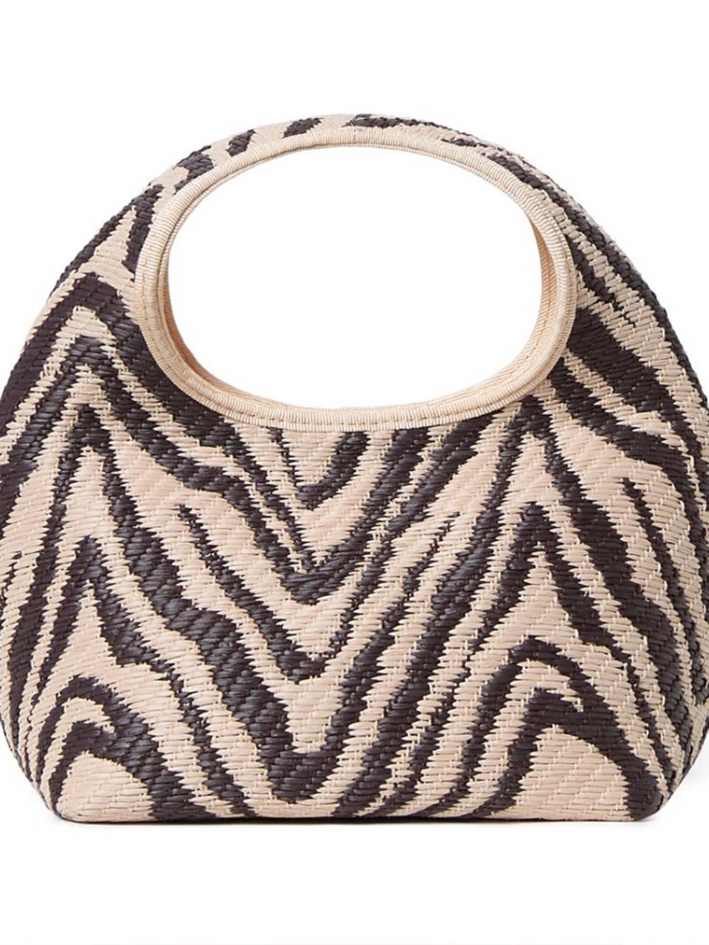 Loeffler Randall Kenzie mini bucket clutch Woven Zebra-Print Beige and Brown